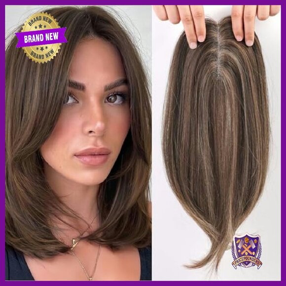 14-Inch Synthetic Hair Topper with Swiss Base - Adds Volume & Coverage main image 4